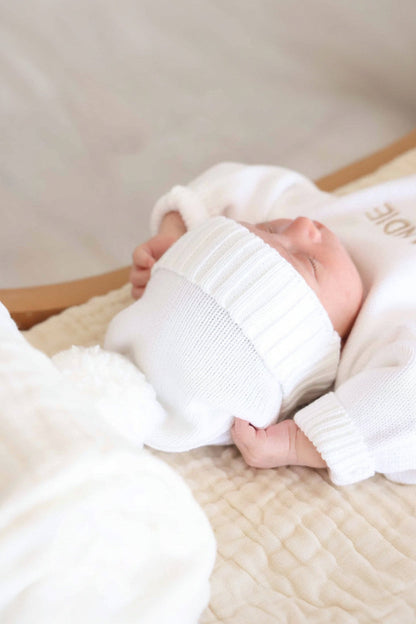 Knit Baby Pom Pom Beanie | Snow