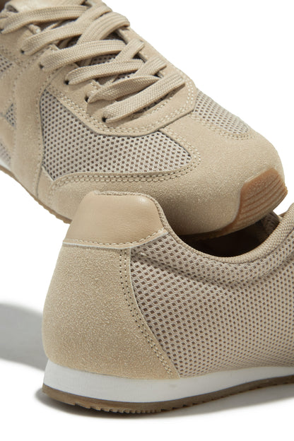 Downtown Stroll Lace Up Sneakers - Taupe