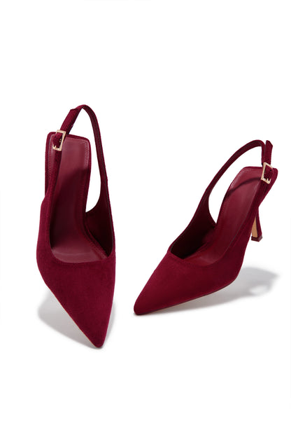 Carianna Faux Suede Slingback Pumps - Wine