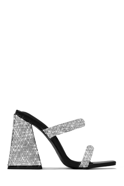 Make A Wish Embellished Triangle Block Heel Mules - Black