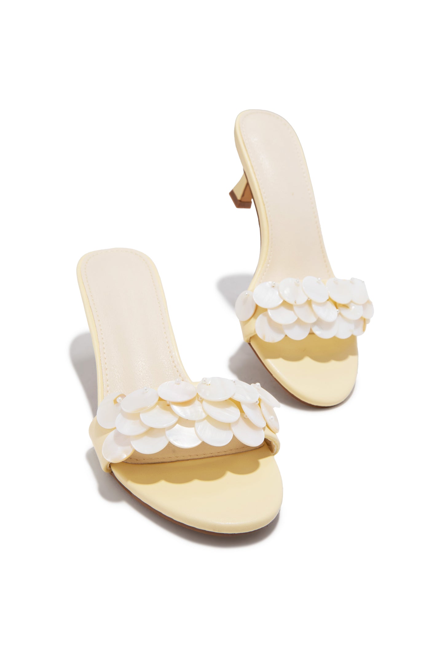 Clara Kitten Heel Mules - Yellow